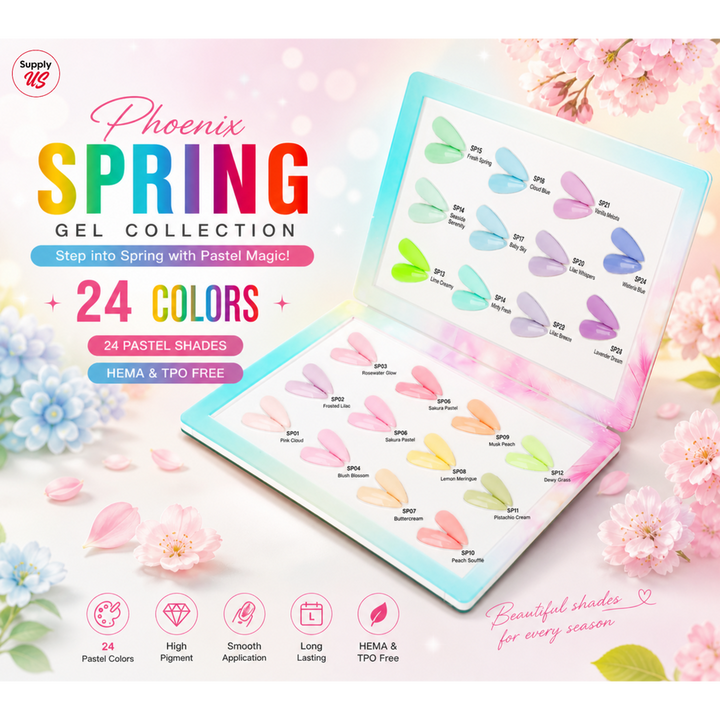 [PRE-ORDER] Phoenix Spring Gel Collection 24 Colors - Free Extra 24 Gels + 1 Color Book + Vali - FREE Mica Holder Rack - LIMITED TIME ONLY
