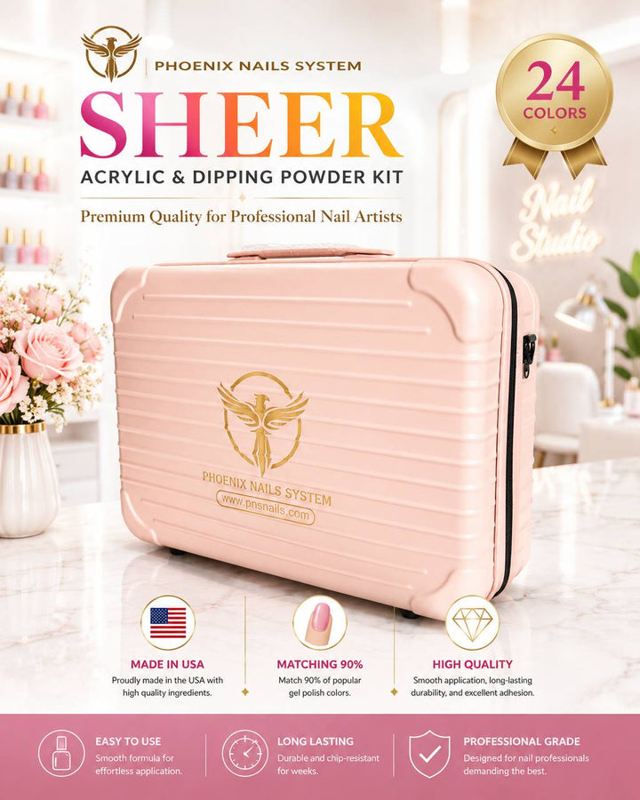 Phoenix SHEER Dip &amp; Acrylic Powder Collection 24 Colors - Free 1 Color Book + Vali - FREE Acrylic Brush PHOENIX  - LIMITED TIME ONLY