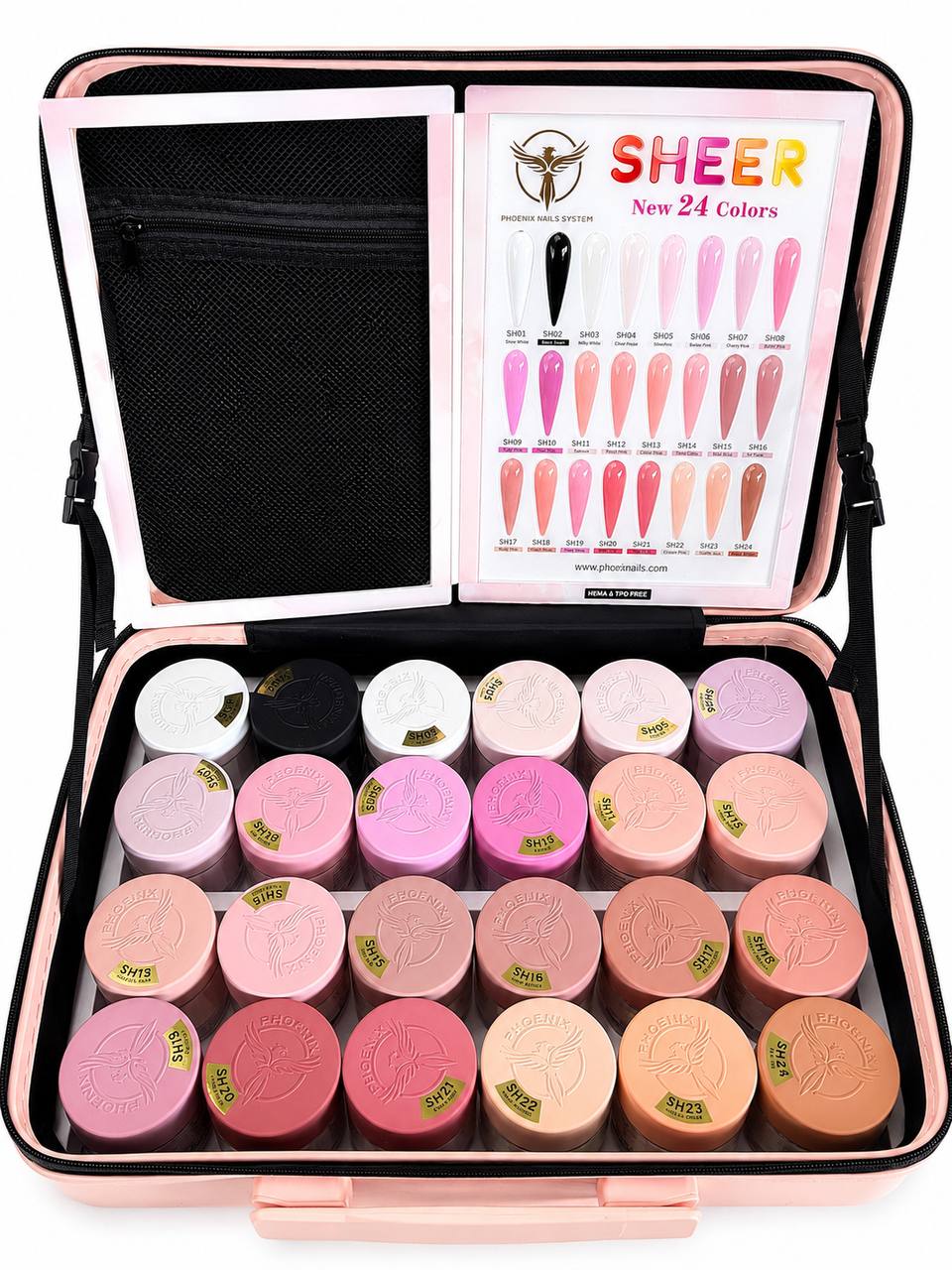 Phoenix SHEER Dip &amp; Acrylic Powder Collection 24 Colors - Free 1 Color Book + Vali - FREE Acrylic Brush PHOENIX  - LIMITED TIME ONLY