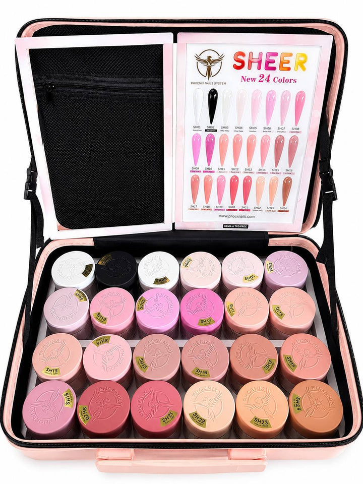 Phoenix SHEER Dip &amp; Acrylic Powder Collection 24 Colors - Free 1 Color Book + Vali - FREE Acrylic Brush PHOENIX  - LIMITED TIME ONLY