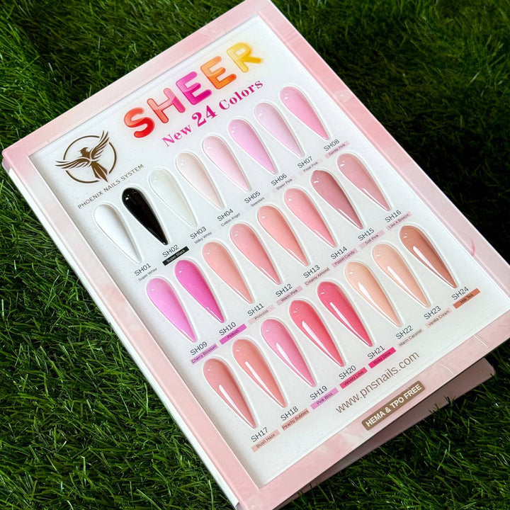 Phoenix Sheer Gel Collection 24 Colors - Free Extra 24 Gels + 1 Color Book + Vali - FREE Mica Holder Rack - LIMITED TIME ONLY