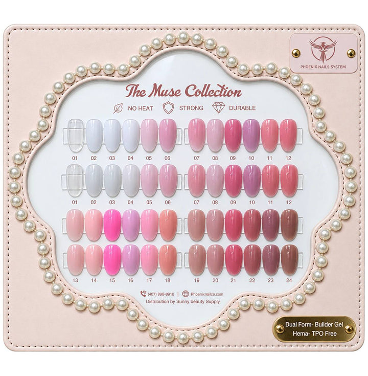 Phoenix 2-in-1 Dual Form Builder Gel – 24-Color Collection + FREE Phoenix Flexi Top, Base &amp; Bonder
