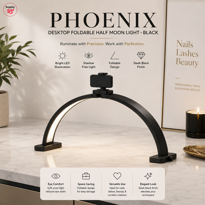 Phoenix Desktop Foldable Half Moon Light - Gold/White/Black