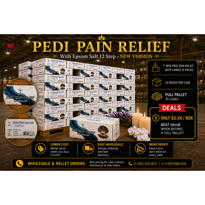 Phoenix Pedi Pain Relief With Epsom Salt 12 Step - 24pcs/Case - NEW VERSION - Free Massage Candle + Pedi Kit &amp; Liner