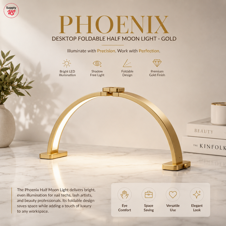 Phoenix Desktop Foldable Half Moon Light - Gold/White/Black