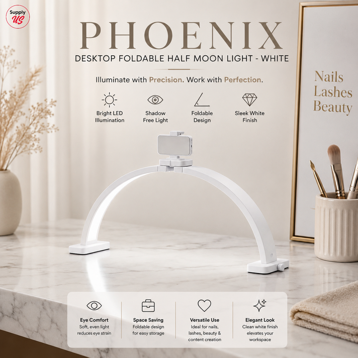 Phoenix Desktop Foldable Half Moon Light - Gold/White/Black