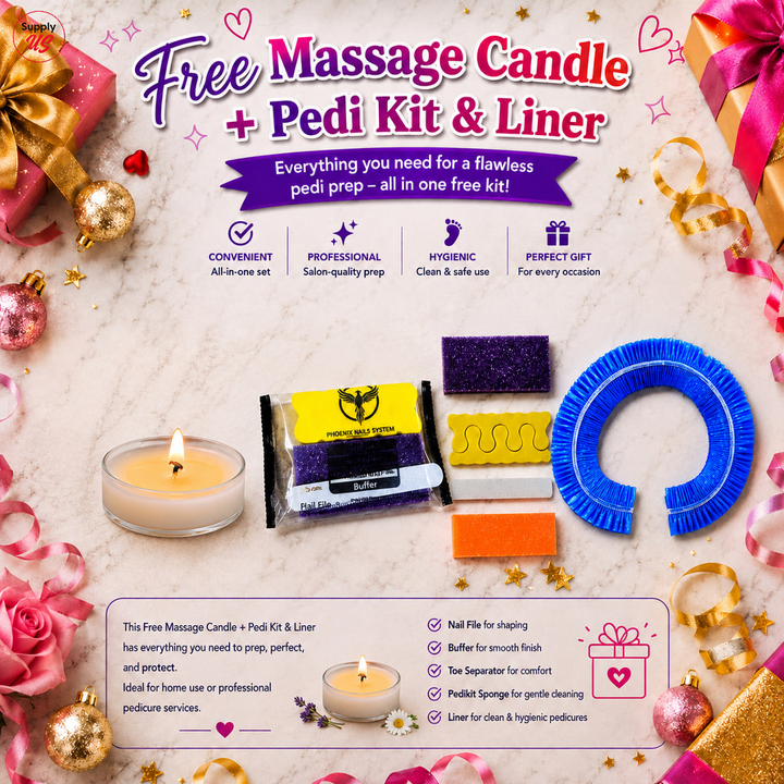 Phoenix Pedi Pain Relief With Epsom Salt 12 Step - 24pcs/Case - NEW VERSION - Free Massage Candle + Pedi Kit &amp; Liner